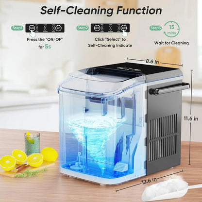 Portable Ice Maker, 26lbs/24H, Self-Cleaning