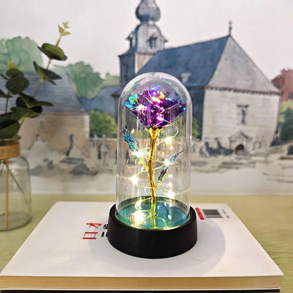 Artificial Glass Flower with Eternal Rose LED