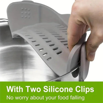 1PC Kitchen Utensil for Pots Pans & Bowls, Adjustable Clip-On Pot Strainer
