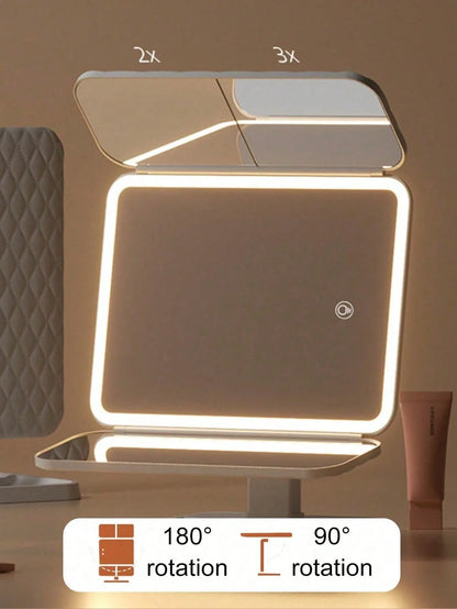 Trifold Makeup Mirror LED Lights