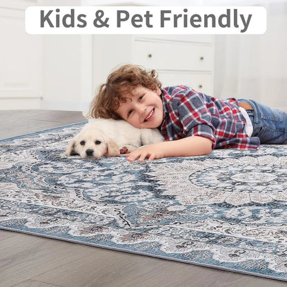6x9 Area Rugs Washable Vintage Rug, Non-Slip