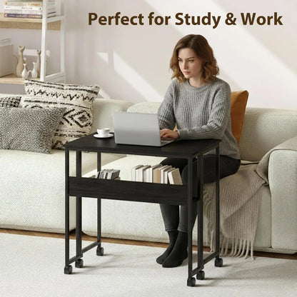 Laptop Table Storage, Sofa Table with Wheels