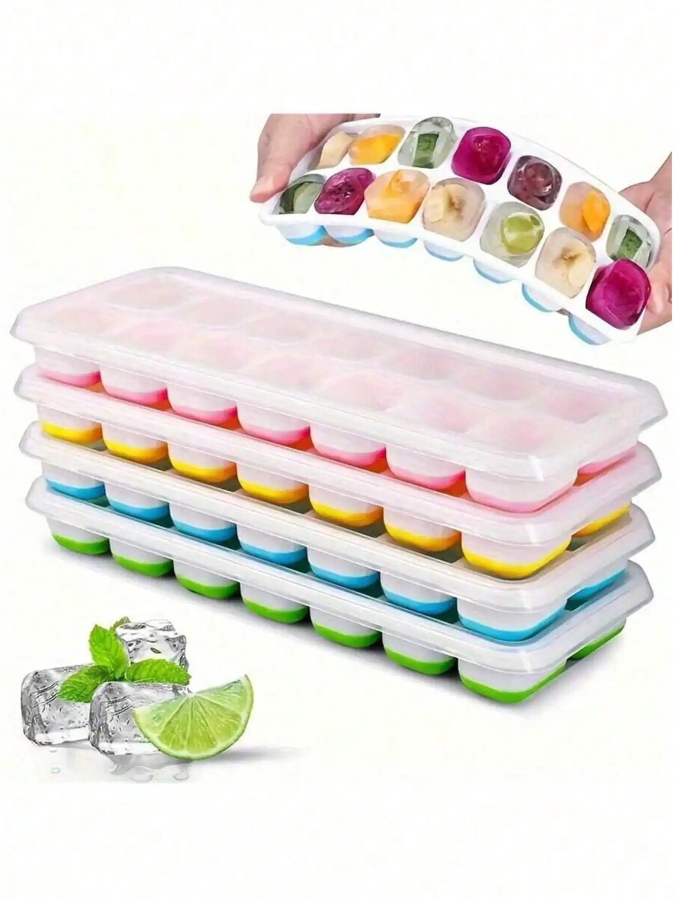 1/2/4pcs Silicone Ice Cube Trays, Easy Release & Flexible
