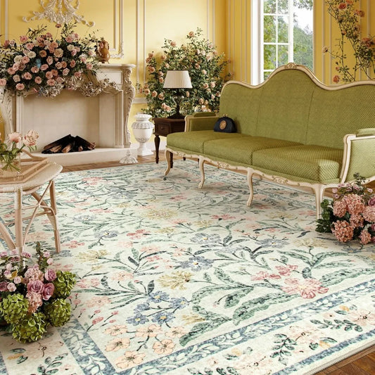 Boho Rugs  Large 8 x 10 Area Rugs Floral Throw Carpet