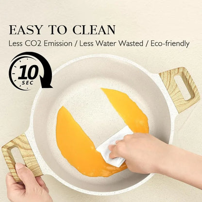 14 Pcs White Granite Kitchen Cookware Sets Nonstick