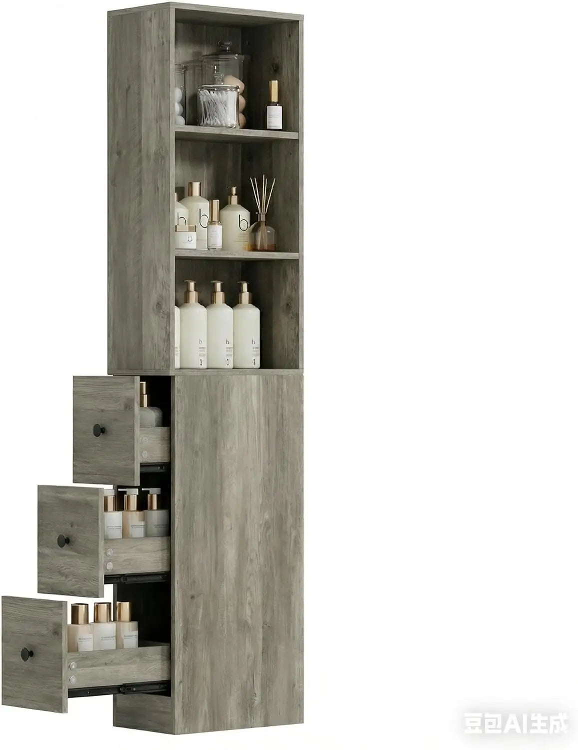 Storage Cabinet Tall Narrow Bathroom  Adjustable Shelves