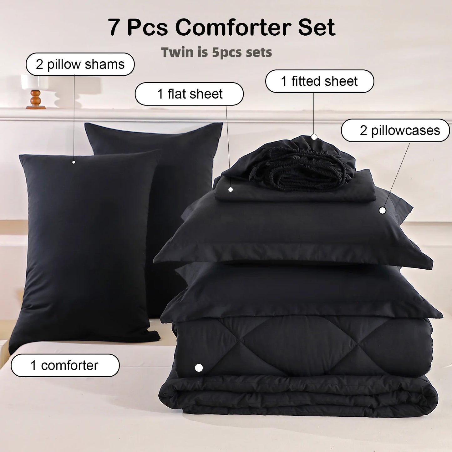 5pcs/7pcs Twin Full Queen King Bedding Sets, Comforter