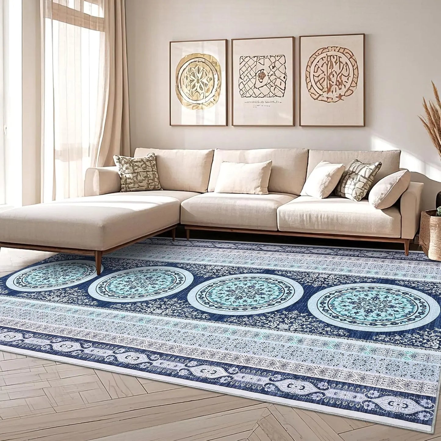 Vintage Area Rug Non-Slip Non-Shedding Ultra-Thin