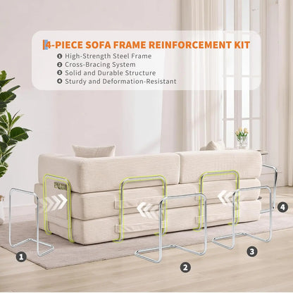 5-in-1 Convertible Sofa Bed,  No Assembly, Multi-Functional Futon