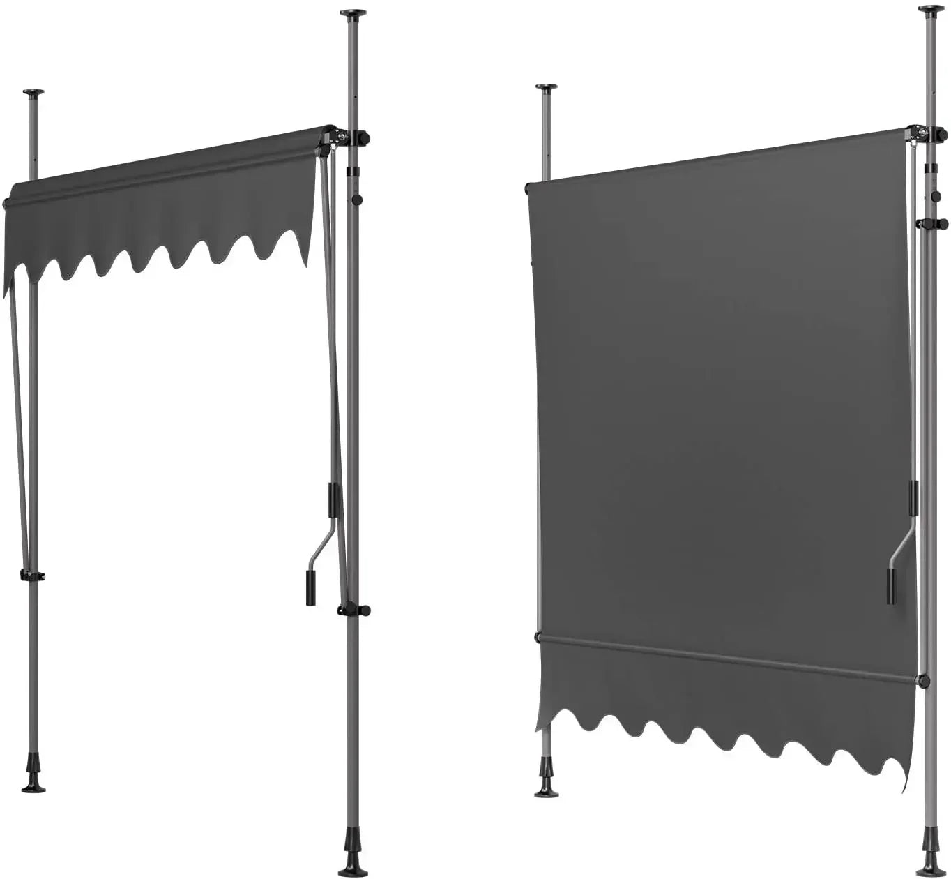Outdoor Patio Awning Sunshade Shelter, Manual Retractable Awning