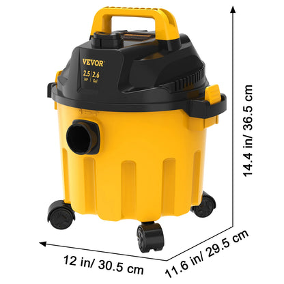 Wet Dry Vac 2.6 Gallon 2.5 Peak HP 3 in 1 Portable
