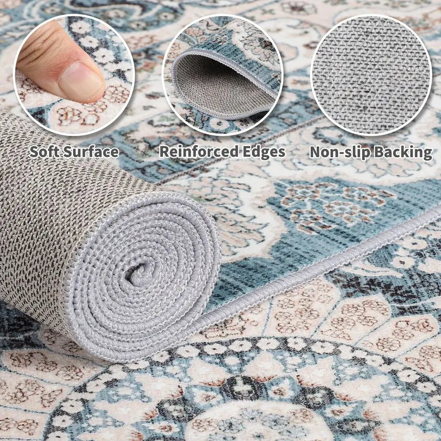 6x9 Area Rugs Washable Vintage Rug, Non-Slip