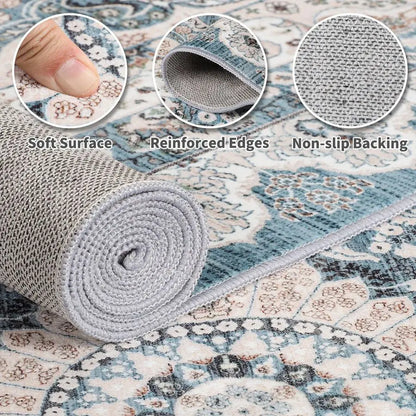 6x9 Area Rugs Washable Vintage Rug, Non-Slip