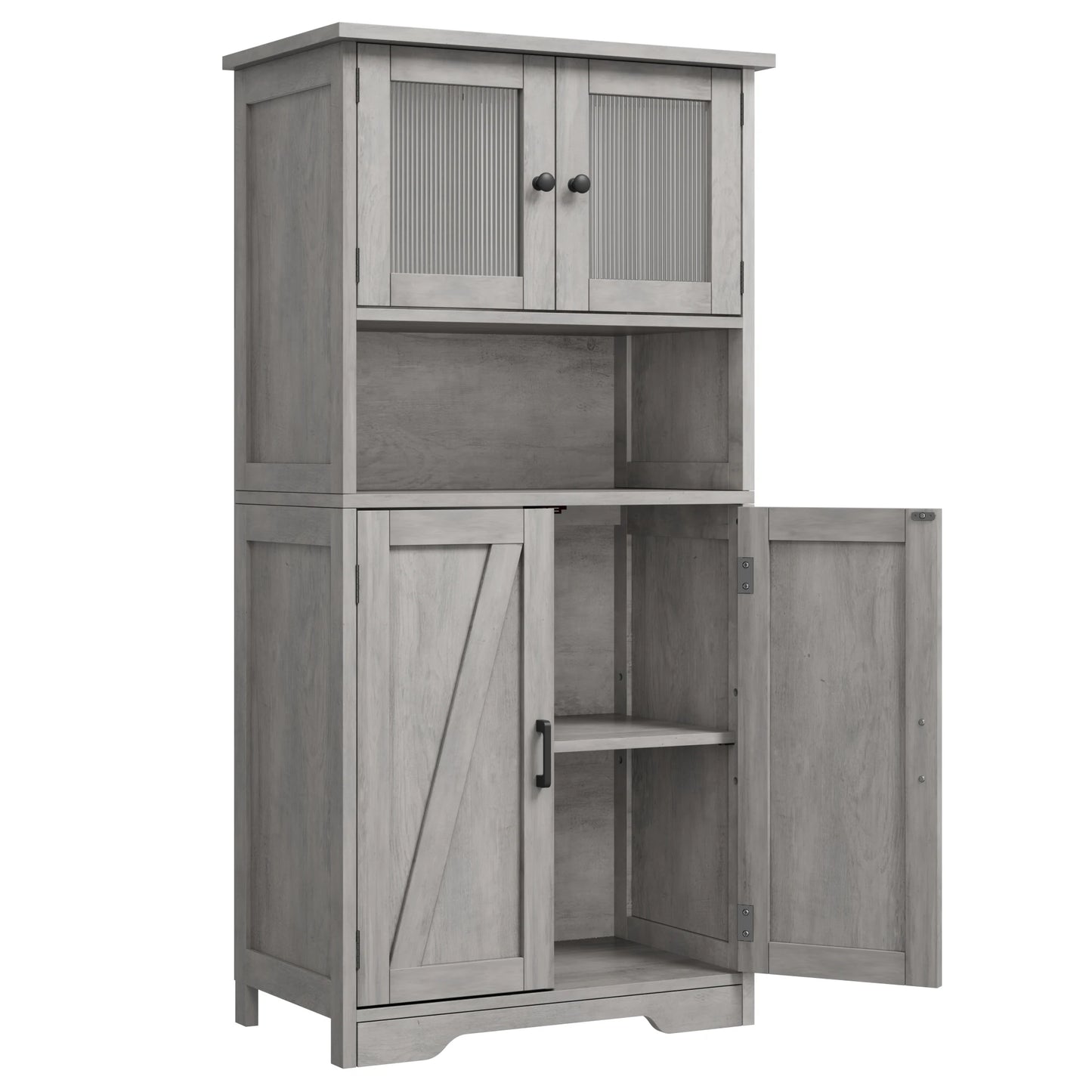 Free Standing Kitchen Pantry Cupboard with 4 Doors