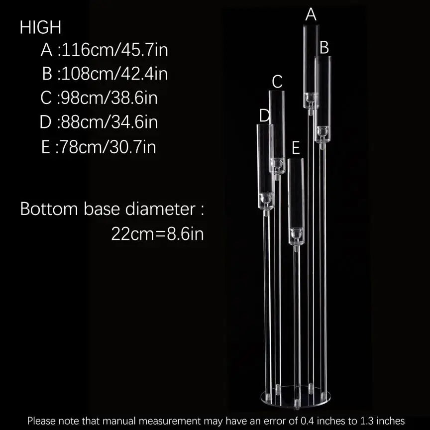 Acrylic 5-Arm Candelabra LED Taper Candle Holders