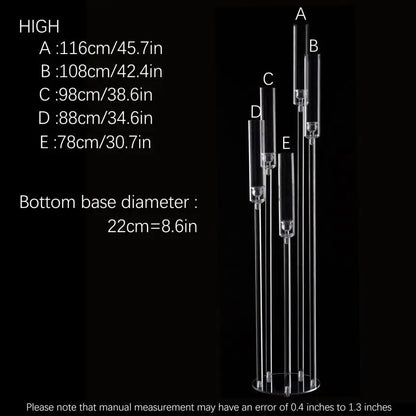 Acrylic 5-Arm Candelabra LED Taper Candle Holders