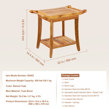 Bamboo Shower Bench  Waterproof Shower Stool, Chair