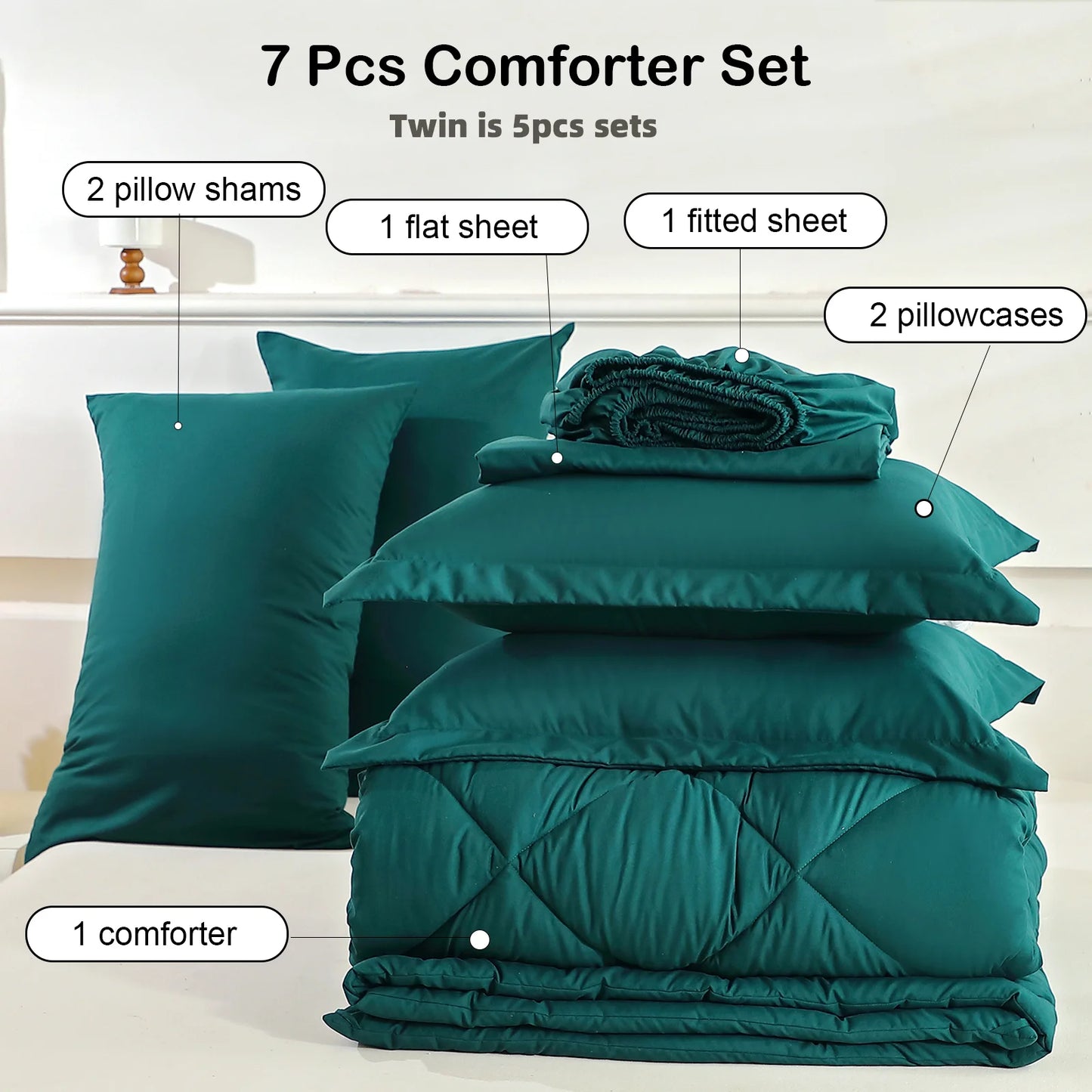 5pcs/7pcs Twin Full Queen King Bedding Sets, Comforter