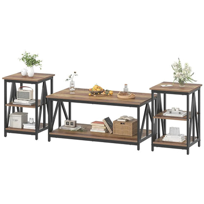 Living Room Coffee Table Set of 3, X-Design