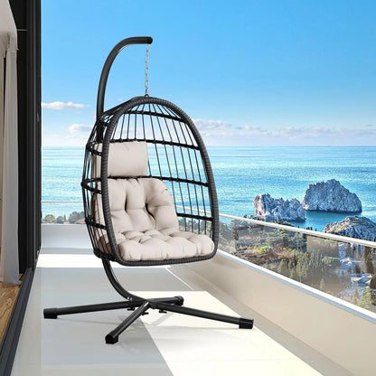Double Egg Swing Chair with Stand - Outdoor Patio