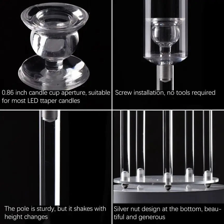 Acrylic 5-Arm Candelabra LED Taper Candle Holders