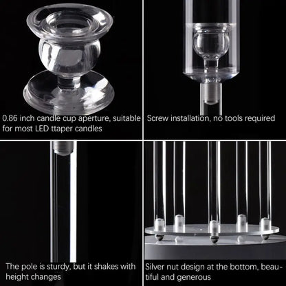 Acrylic 5-Arm Candelabra LED Taper Candle Holders