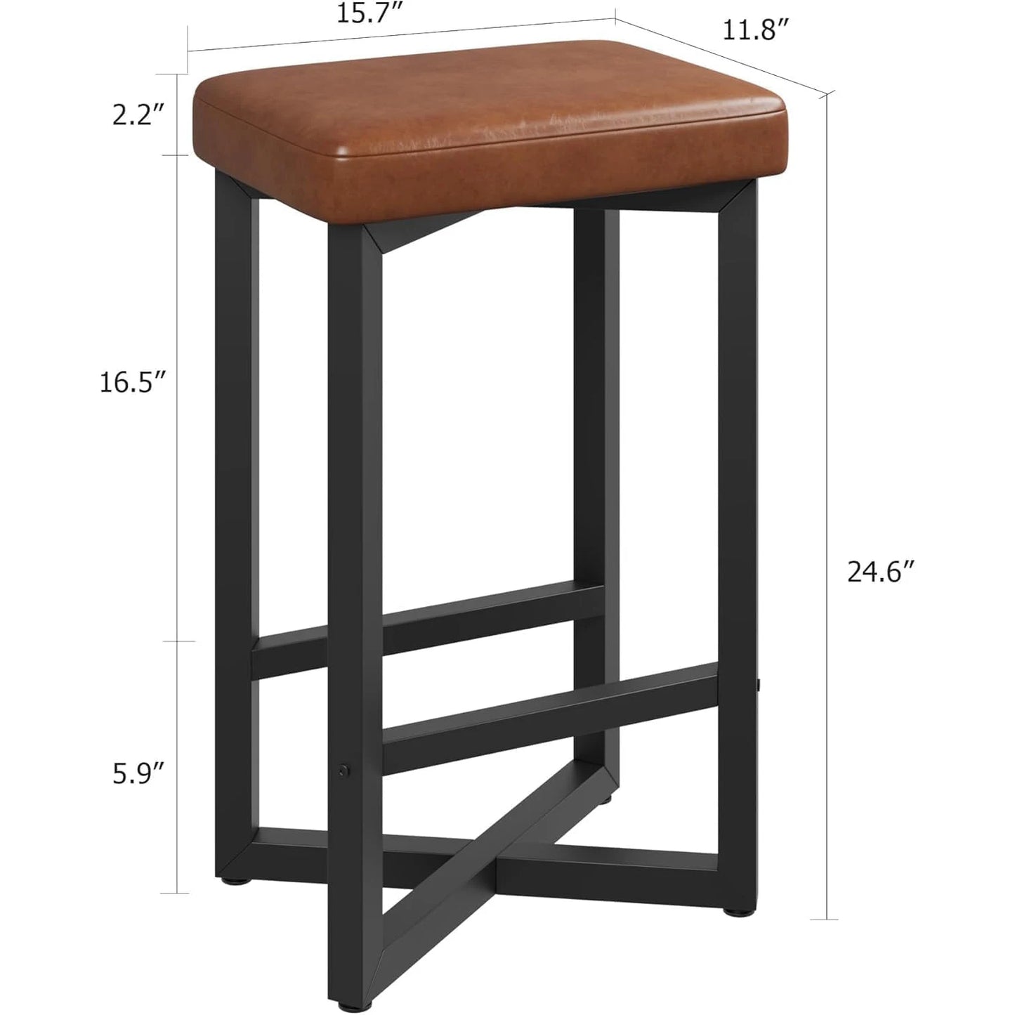 2PCS 24" Bar Stools Set Counter Height Backless