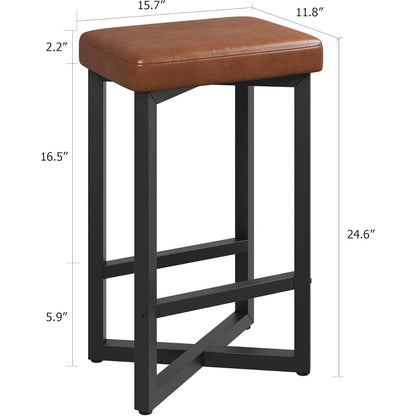 2PCS 24" Bar Stools Set Counter Height Backless