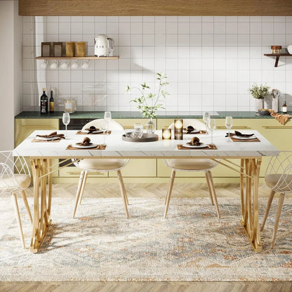 Modern Dining Table, 63" Large for 4-6 People