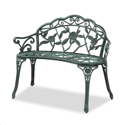 38.5" Patio Outdoor  Bench, 2-Person Cast Iron Cast Aluminum