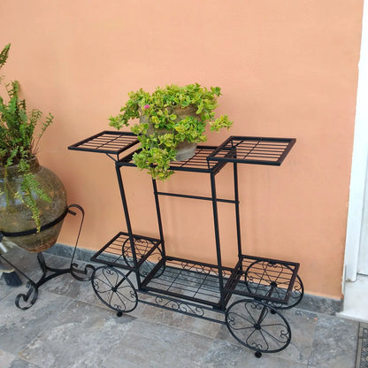 Garden Cart Stand Flower Pot Holder Display Rack