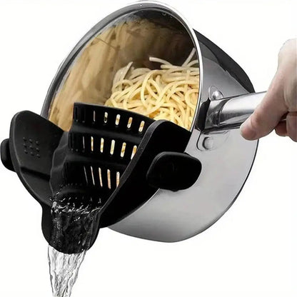 1PC Kitchen Utensil for Pots Pans & Bowls, Adjustable Clip-On Pot Strainer