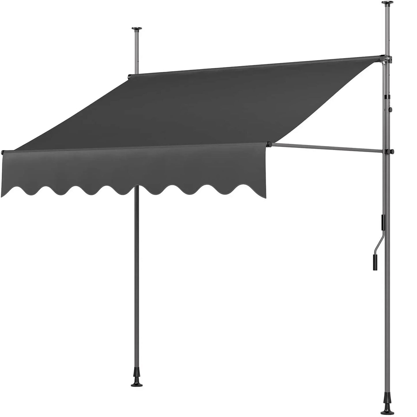 Outdoor Patio Awning Sunshade Shelter, Manual Retractable Awning