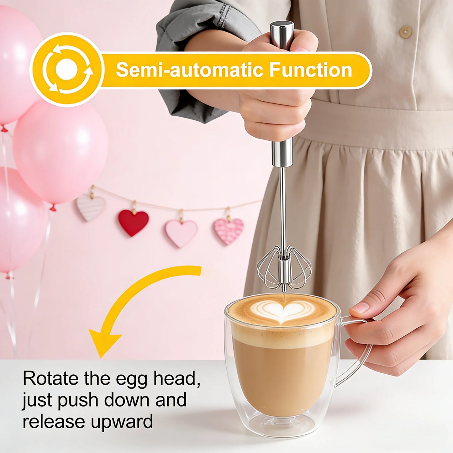 1-Second Mini Whisker, Handheld Home Bakers & Coffee Lovers