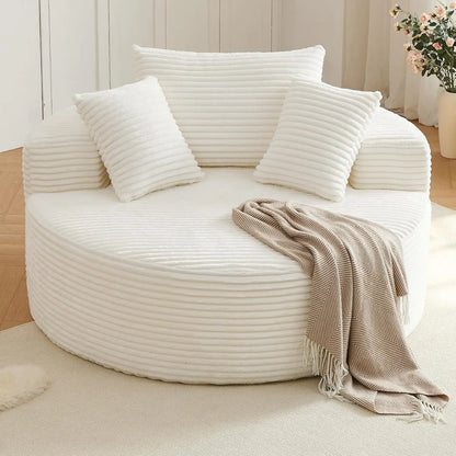 Oversized Round Chair Lounge Chaise Indoor, Upholstered Corduroy Deep Seat Cloud Large Circle Sofa Chair