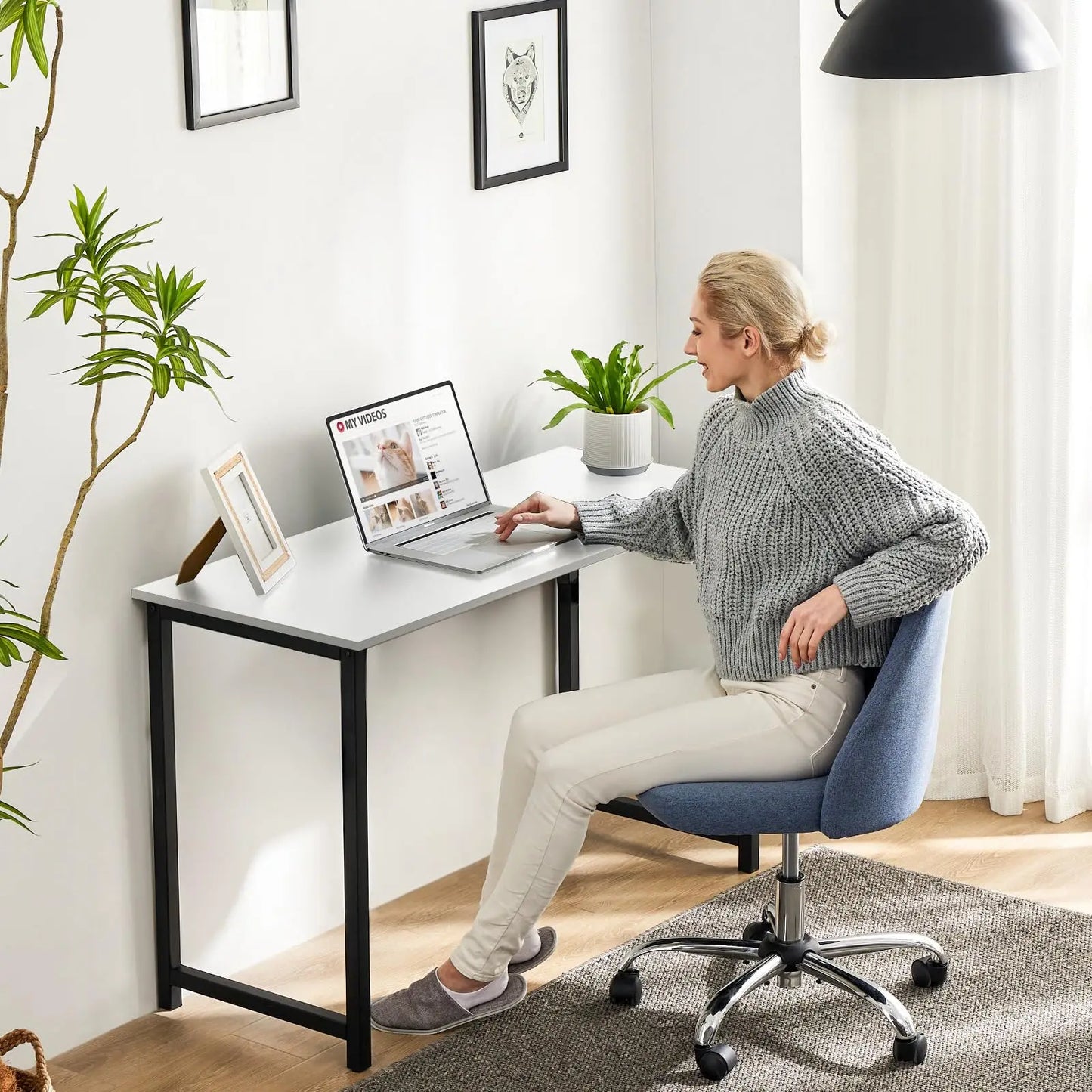 32 Inch Small Computer Desk, Writing Table Metal Frame