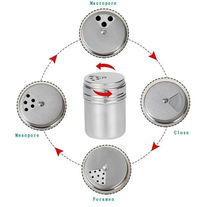 Multi-purpose Stainless Steel Seasoning Jar Rotating Cover