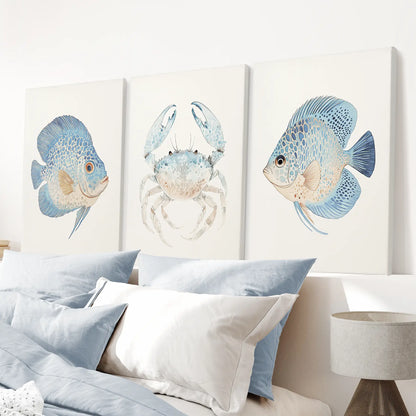 Marine Animals  Minimalist Ocean Life  Wall Art