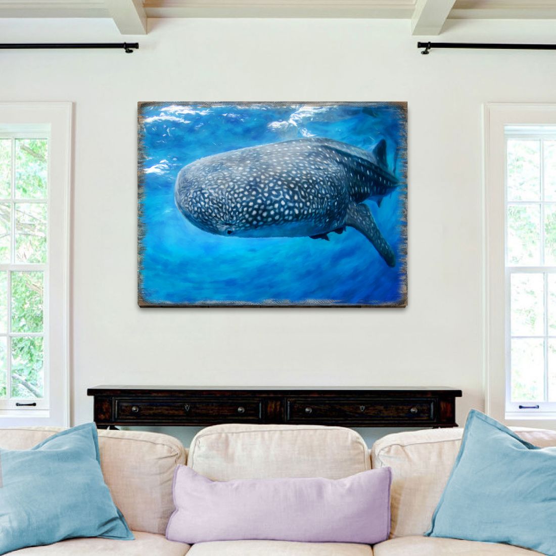 Blue Whale Wooden Wall Art