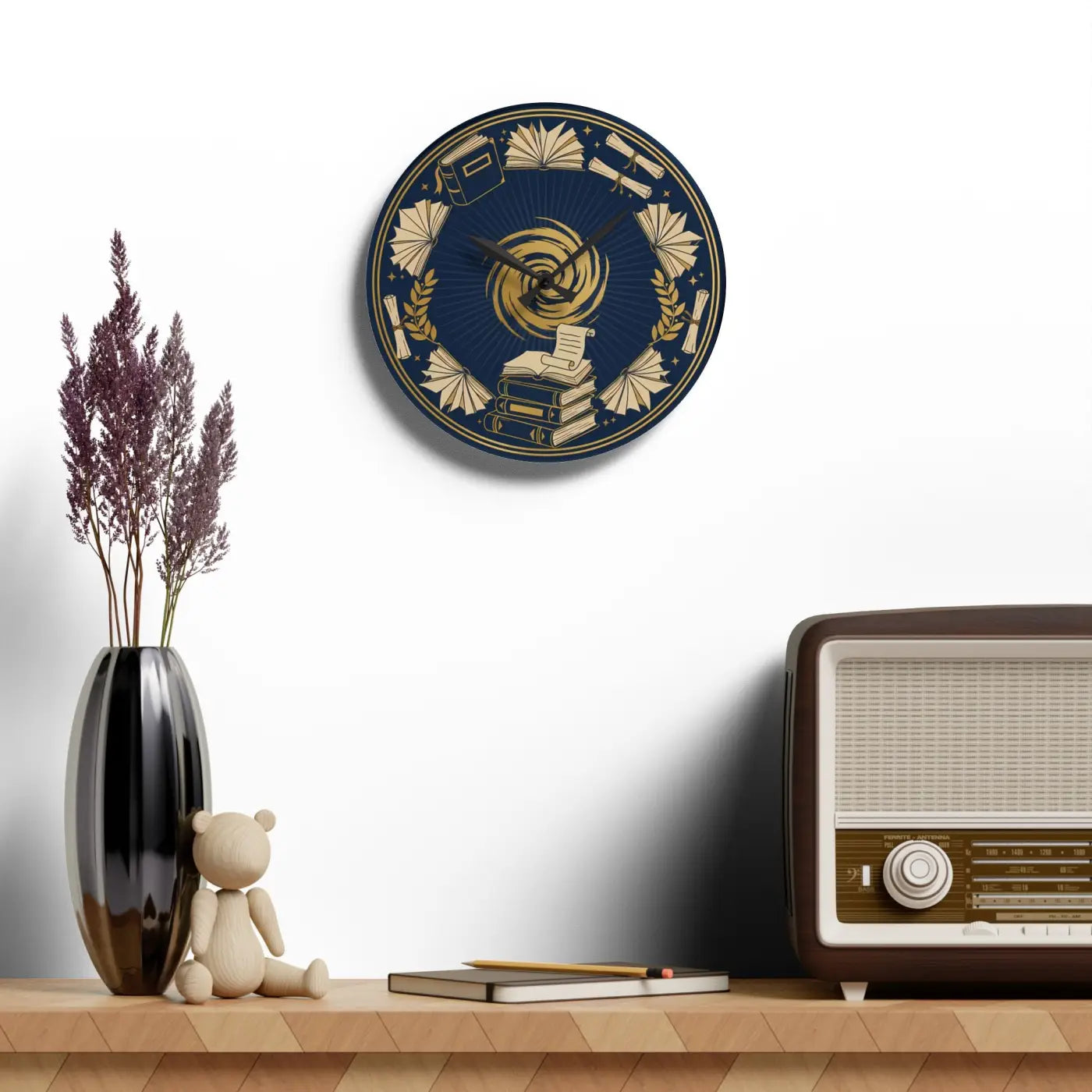 Vintage Books Acrylic Wall Clock
