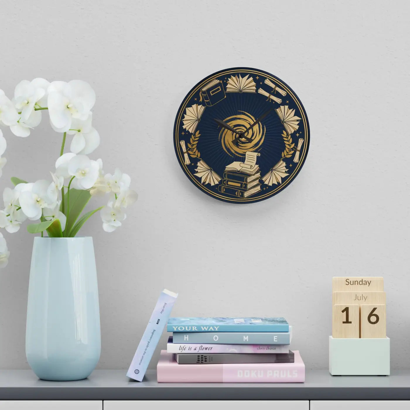 Vintage Books Acrylic Wall Clock