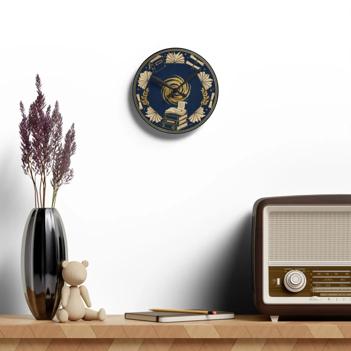 Vintage Books Acrylic Wall Clock