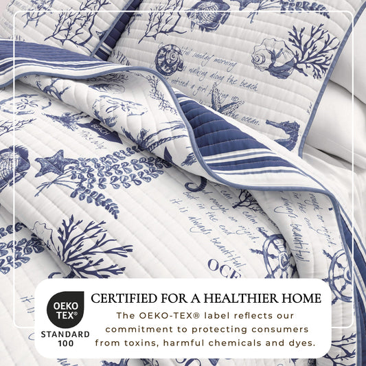 Coastal Printed Cotton Quilt Set