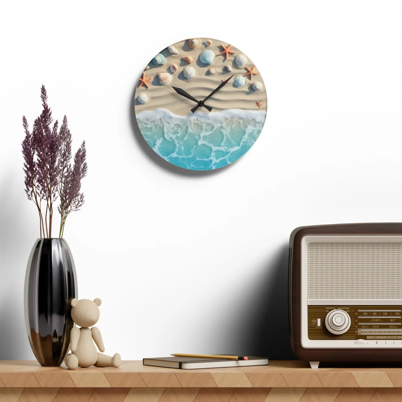 Beach Shore Acrylic Wall Clock – Coastal Decor