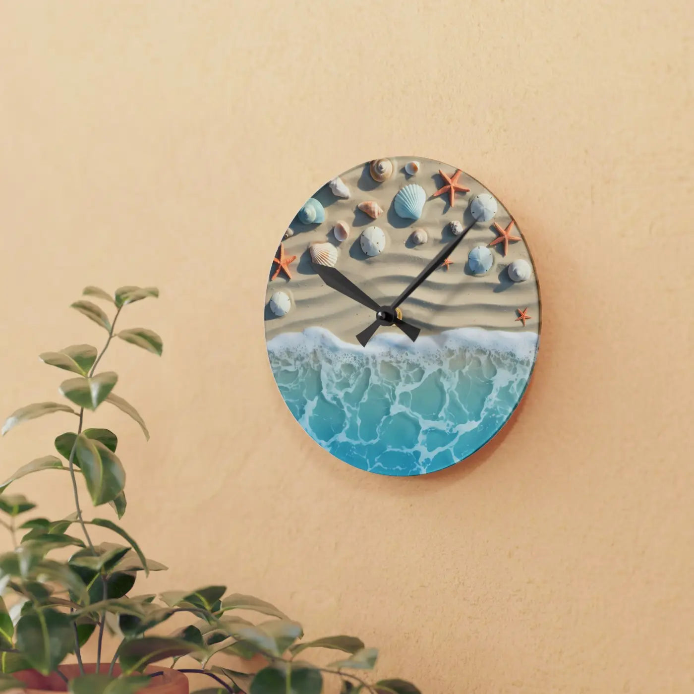 Beach Shore Acrylic Wall Clock – Coastal Decor