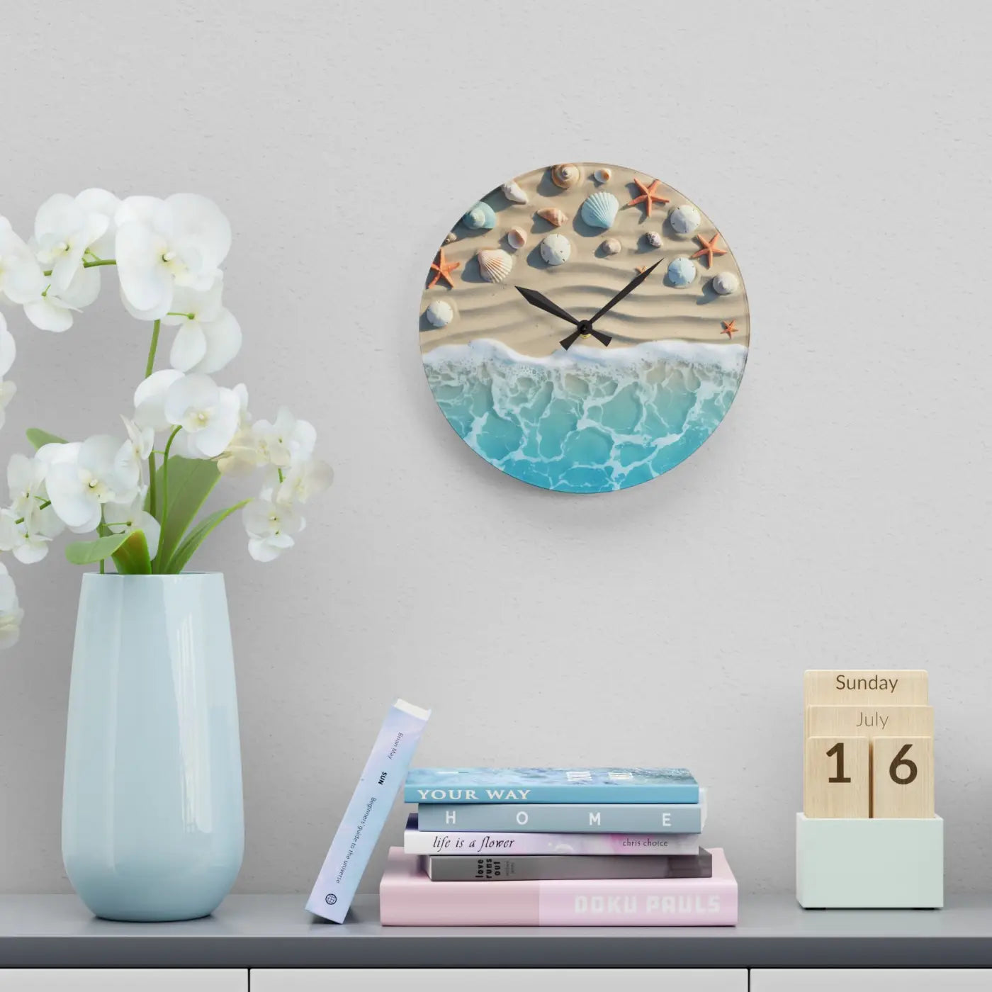 Beach Shore Acrylic Wall Clock – Coastal Decor