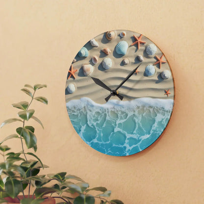 Beach Shore Acrylic Wall Clock – Coastal Decor