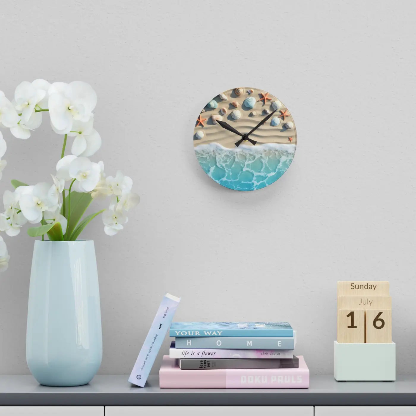 Beach Shore Acrylic Wall Clock – Coastal Decor