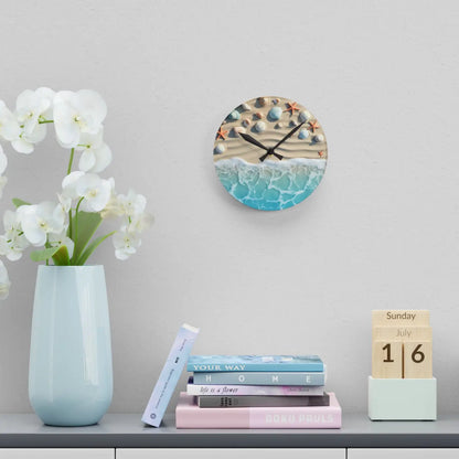 Beach Shore Acrylic Wall Clock – Coastal Decor