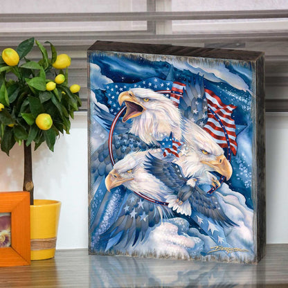 Allegiance American Patriotic Eagles Wooden Wall Art